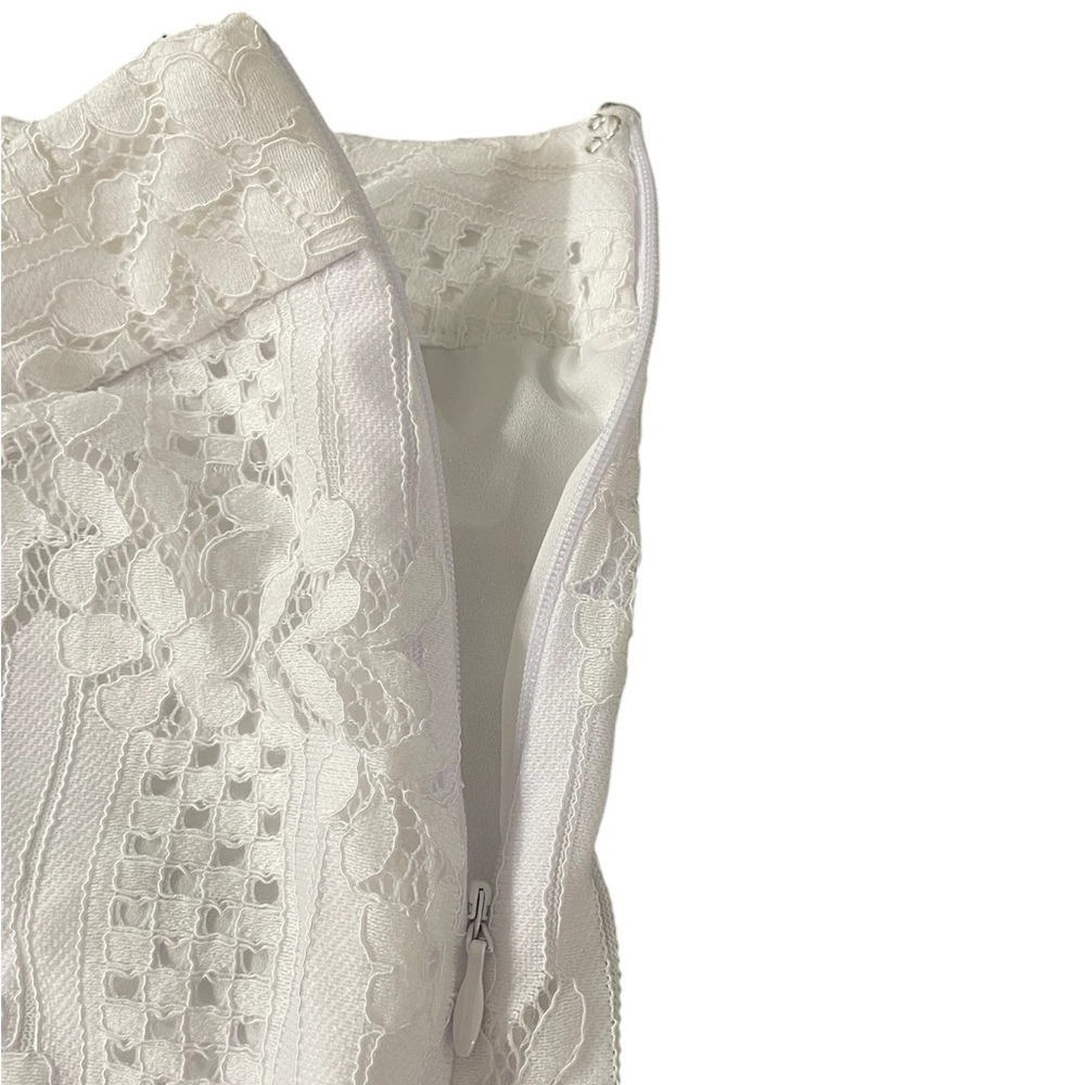 Camuto White Lace Overlay Lined Wide-Leg Crop Dress Pants Womens Sz 10 - Picture 7 of 7